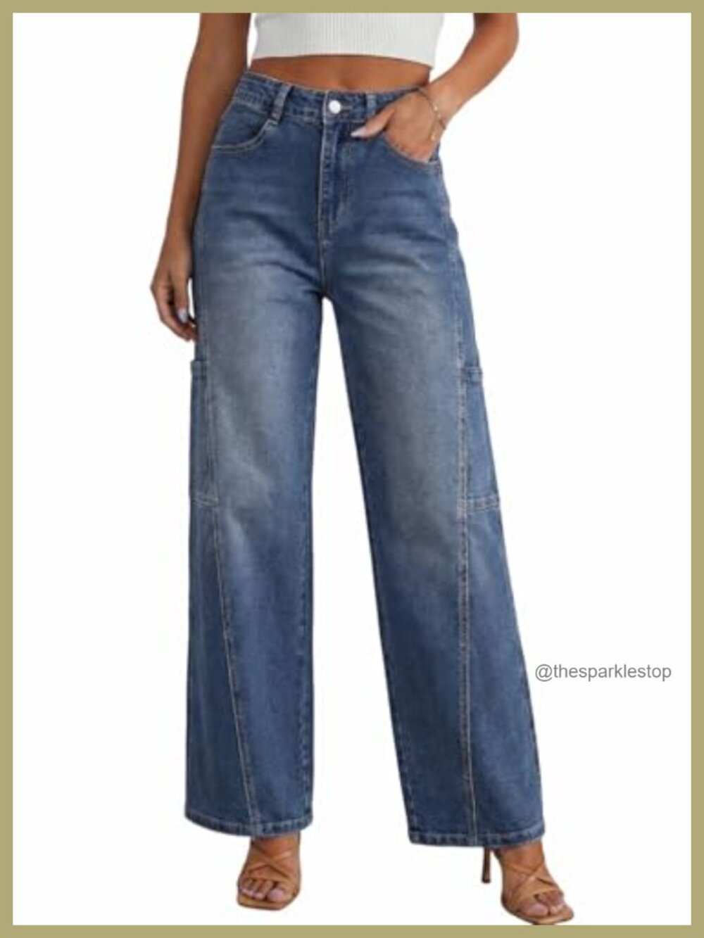 Dokotoo Women's High Waisted Wide Leg Cargo Jeans Loose Fit Denim Pants with
